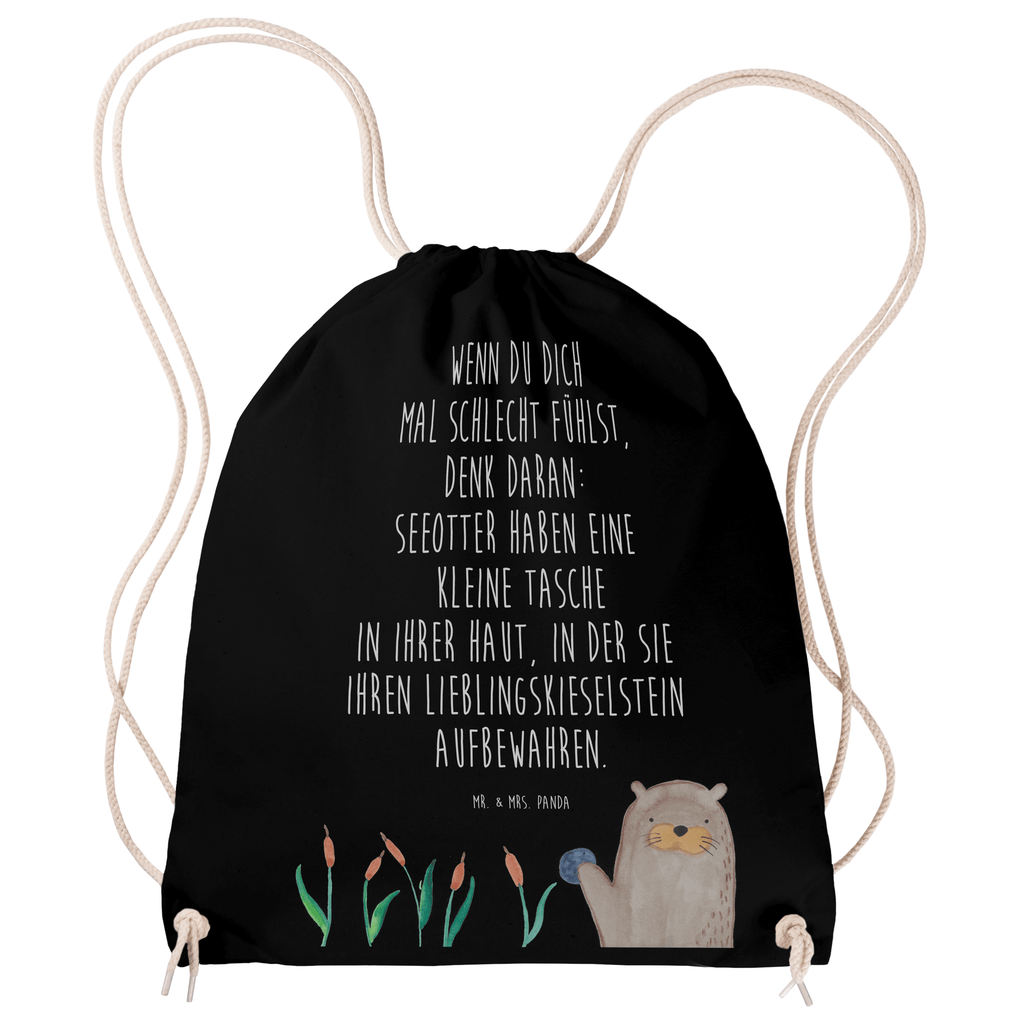 Sportbeutel Otter mit Stein Turnbeutel, Beutel, Sporttasche, Tasche, Stoffbeutel, Otter, Fischotter, Seeotter, Otter Seeotter See Otter