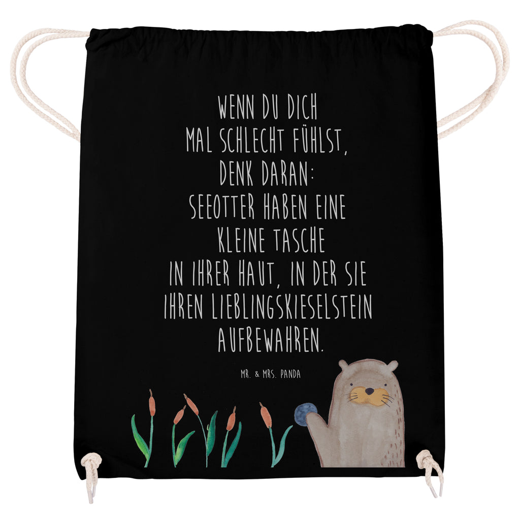 Sportbeutel Otter mit Stein Turnbeutel, Beutel, Sporttasche, Tasche, Stoffbeutel, Otter, Fischotter, Seeotter, Otter Seeotter See Otter