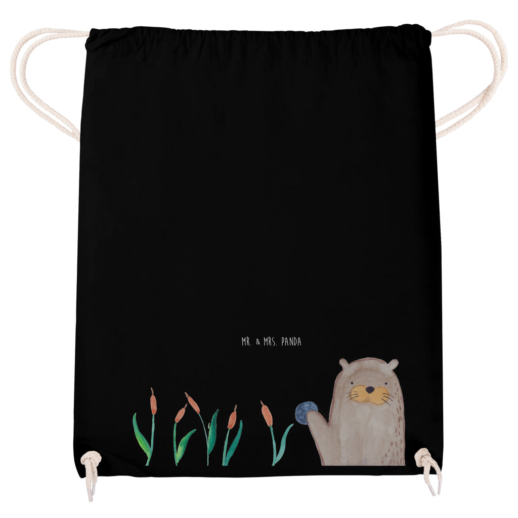 Sportbeutel Otter mit Stein Turnbeutel, Beutel, Sporttasche, Tasche, Stoffbeutel, Otter, Fischotter, Seeotter, Otter Seeotter See Otter
