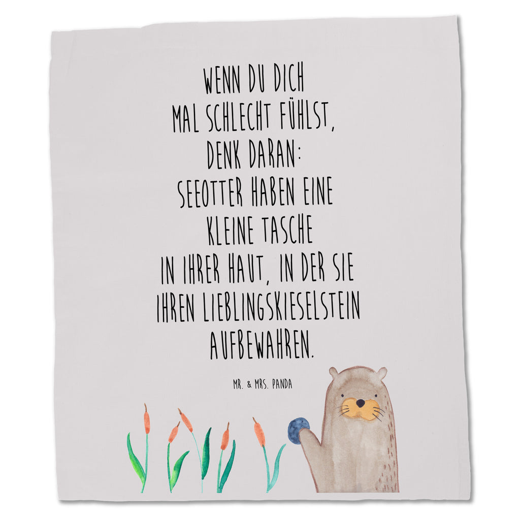 Tragetasche Otter mit Stein Beuteltasche, Beutel, Einkaufstasche, Jutebeutel, Stoffbeutel, Otter, Fischotter, Seeotter, Otter Seeotter See Otter