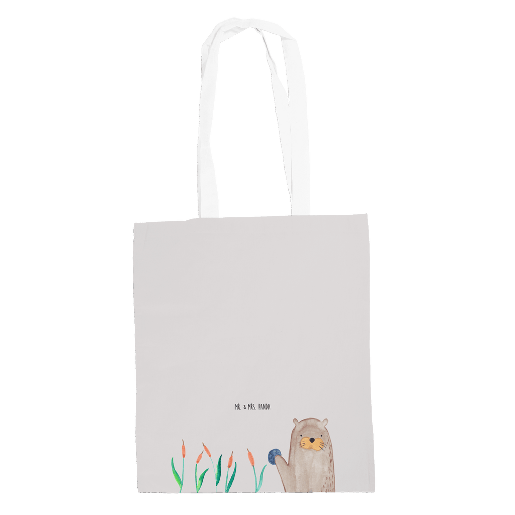 Tragetasche Otter mit Stein Beuteltasche, Beutel, Einkaufstasche, Jutebeutel, Stoffbeutel, Otter, Fischotter, Seeotter, Otter Seeotter See Otter