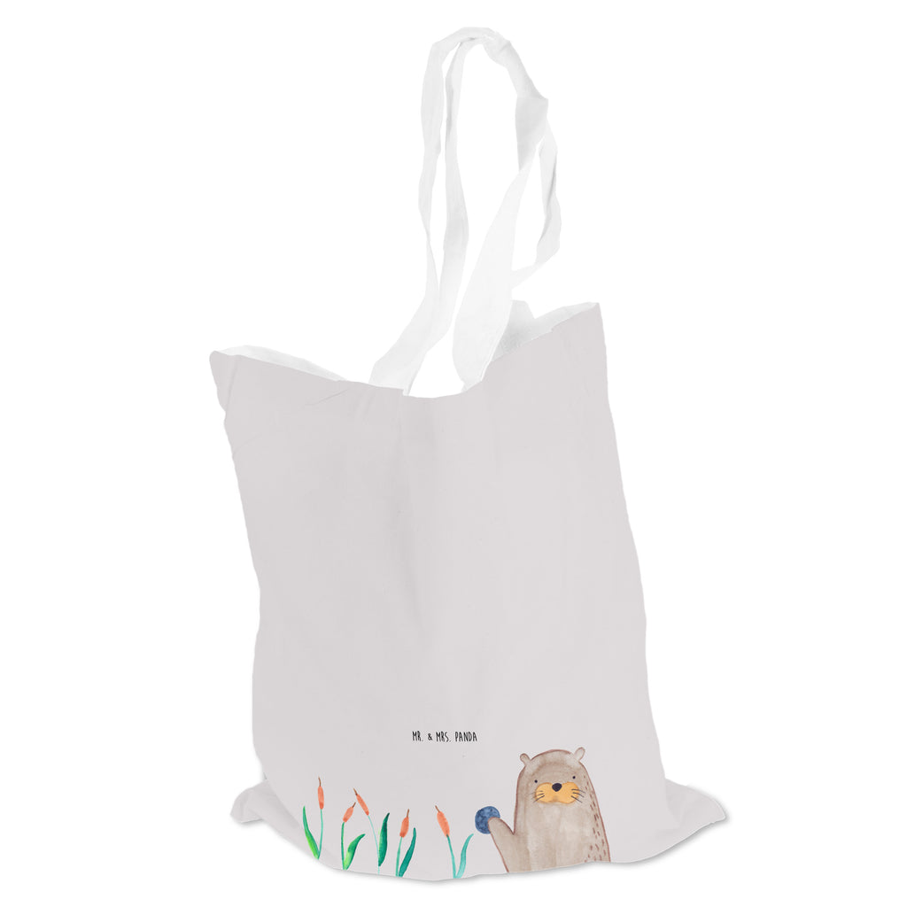 Tragetasche Otter mit Stein Beuteltasche, Beutel, Einkaufstasche, Jutebeutel, Stoffbeutel, Otter, Fischotter, Seeotter, Otter Seeotter See Otter