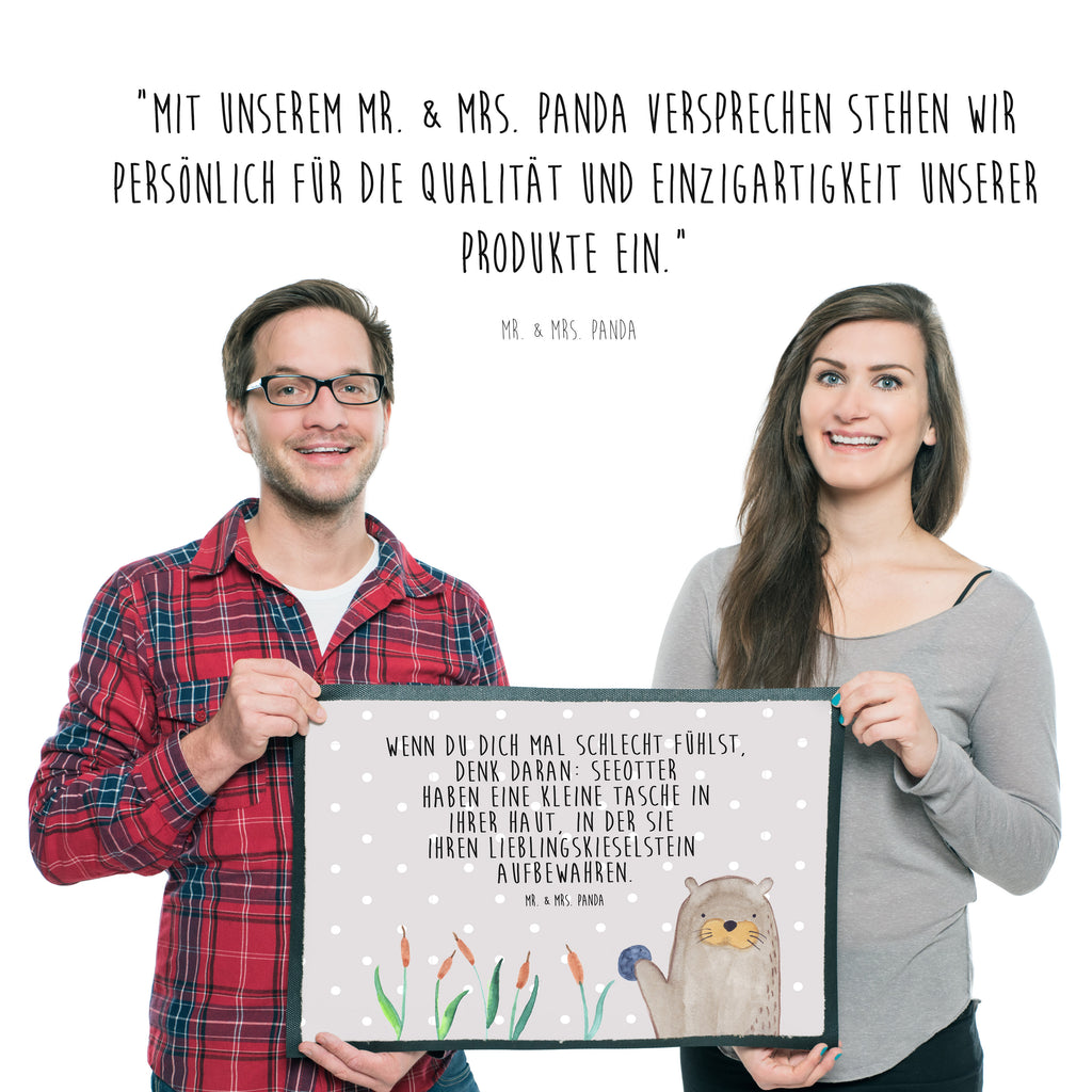 Fußmatte Otter mit Stein Otter Seeotter See Otter Türvorleger, Schmutzmatte, Fußabtreter, Matte, Schmutzfänger, Fußabstreifer, Schmutzfangmatte, Türmatte, Motivfußmatte,  Haustürmatte, Vorleger  Otter,  Fischotter,  Seeotter