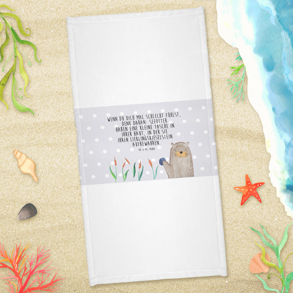 70 x 140 Handtuch Otter mit Stein Duschtuch, Badetuch, Strandtuch, Saunatuch, Kinder Handtuch, Otter, Fischotter, Seeotter, Otter Seeotter See Otter