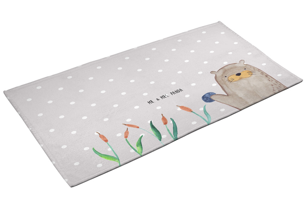 70 x 140 Handtuch Otter mit Stein Duschtuch, Badetuch, Strandtuch, Saunatuch, Kinder Handtuch, Otter, Fischotter, Seeotter, Otter Seeotter See Otter