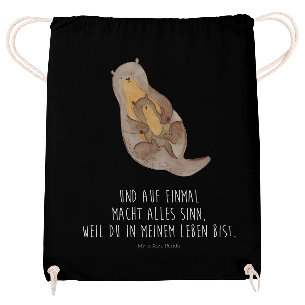 Sportbeutel Otter mit Kind Turnbeutel, Beutel, Sporttasche, Tasche, Stoffbeutel, Otter, Fischotter, Seeotter, Otter Seeotter See Otter
