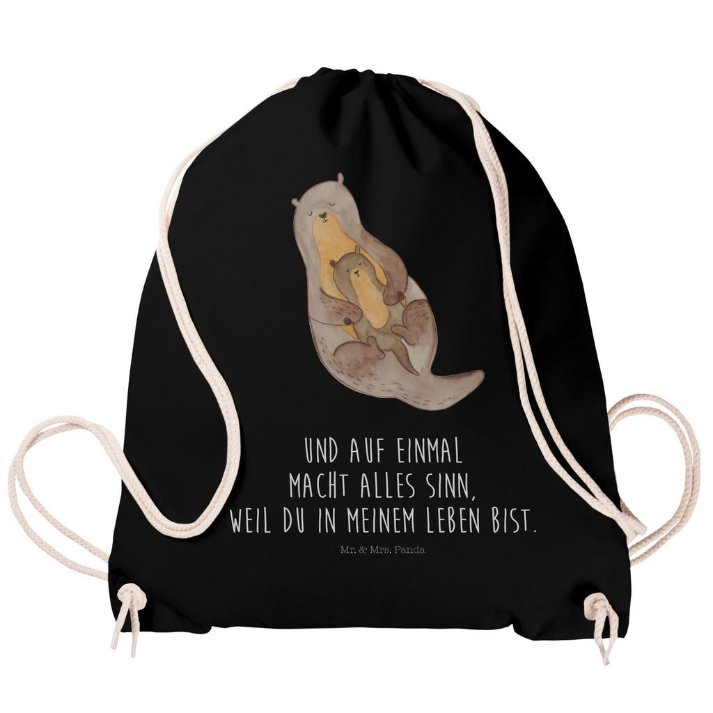 Sportbeutel Otter mit Kind Turnbeutel, Beutel, Sporttasche, Tasche, Stoffbeutel, Otter, Fischotter, Seeotter, Otter Seeotter See Otter