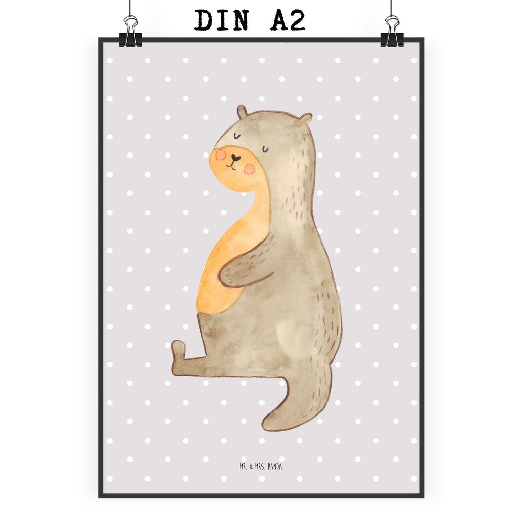 Poster Otter Bauch Poster, Wandposter, Bild, Wanddeko, Küchenposter, Kinderposter, Wanddeko Bild, Raumdekoration, Wanddekoration, Handgemaltes Poster, Mr. & Mrs. Panda Poster, Designposter, Kunstdruck, Posterdruck, Otter, Fischotter, Seeotter, Otter Seeotter See Otter