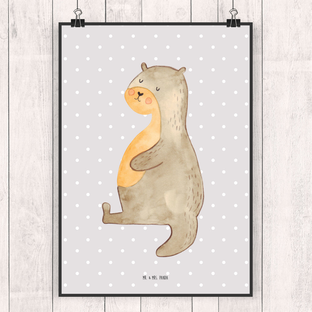 Poster Otter Bauch Poster, Wandposter, Bild, Wanddeko, Küchenposter, Kinderposter, Wanddeko Bild, Raumdekoration, Wanddekoration, Handgemaltes Poster, Mr. & Mrs. Panda Poster, Designposter, Kunstdruck, Posterdruck, Otter, Fischotter, Seeotter, Otter Seeotter See Otter