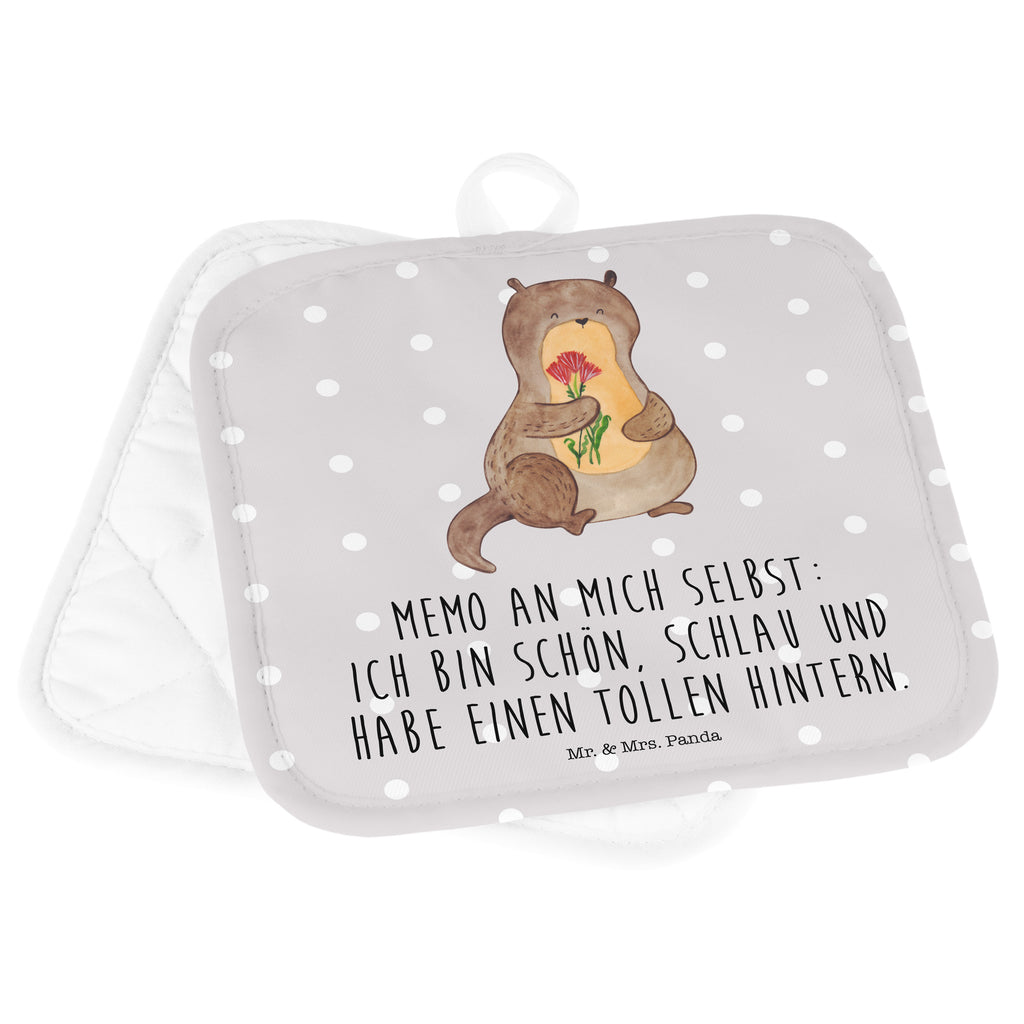 2er Set Topflappen  Otter Blumenstrauß Topflappen, Topfuntersetzer, Ofenhandschuh, Topflappen Set, Topflappen lustig, Topflappen mit Spruch, Otter, Fischotter, Seeotter, Otter Seeotter See Otter