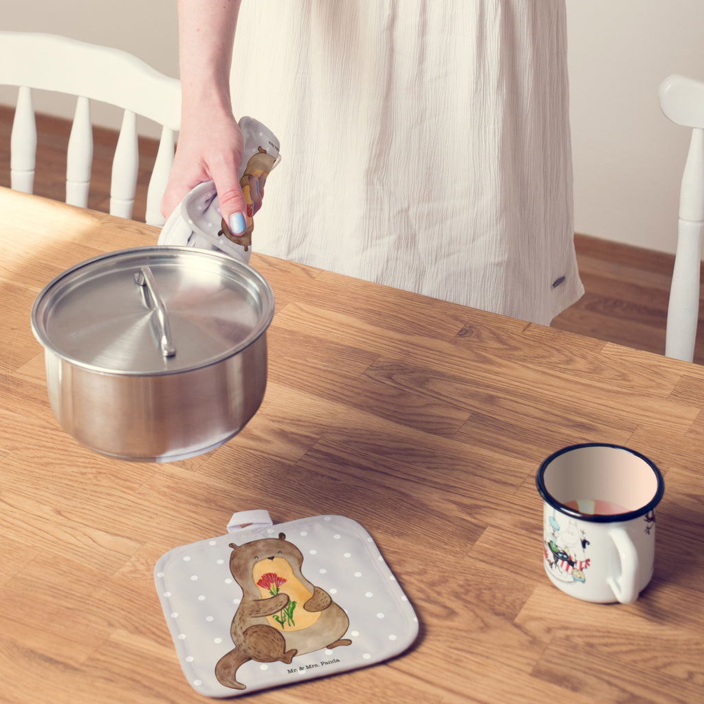 2er Set Topflappen  Otter Blumenstrauß Topflappen, Topfuntersetzer, Ofenhandschuh, Topflappen Set, Topflappen lustig, Topflappen mit Spruch, Otter, Fischotter, Seeotter, Otter Seeotter See Otter