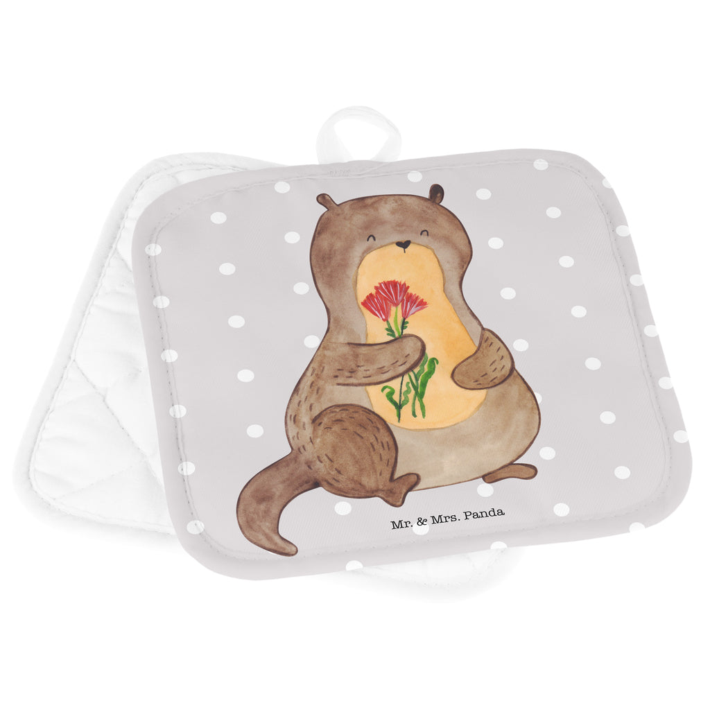 2er Set Topflappen  Otter Blumenstrauß Topflappen, Topfuntersetzer, Ofenhandschuh, Topflappen Set, Topflappen lustig, Topflappen mit Spruch, Otter, Fischotter, Seeotter, Otter Seeotter See Otter