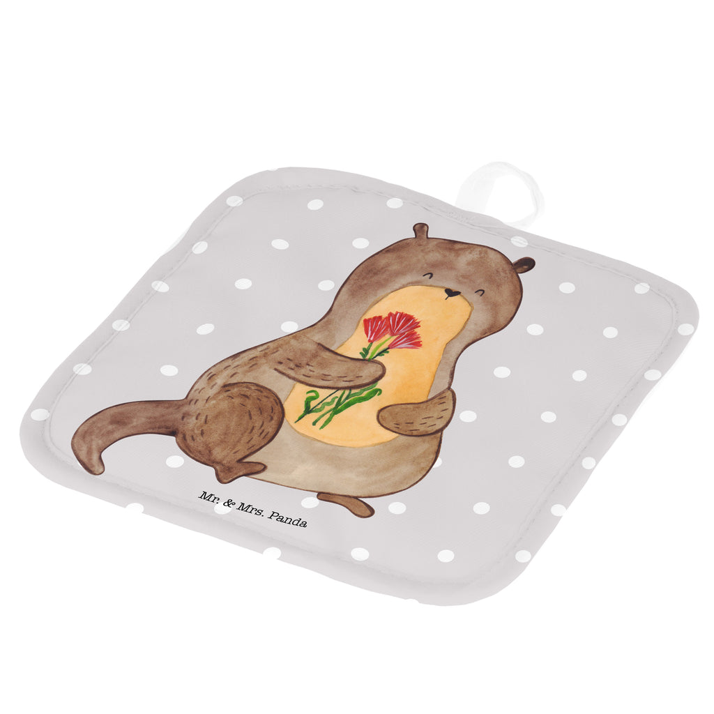 2er Set Topflappen  Otter Blumenstrauß Topflappen, Topfuntersetzer, Ofenhandschuh, Topflappen Set, Topflappen lustig, Topflappen mit Spruch, Otter, Fischotter, Seeotter, Otter Seeotter See Otter