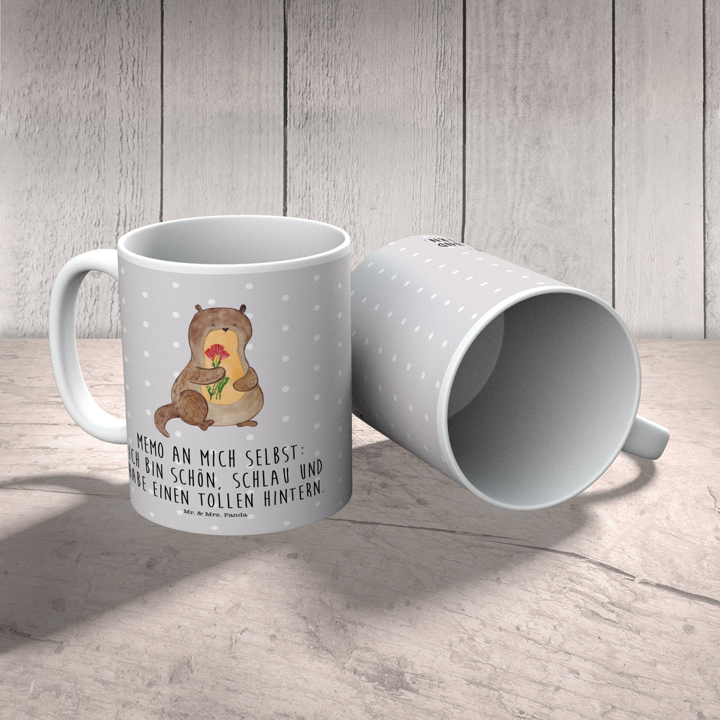 Kindertasse Otter Blumenstrauß Kunststoff Tasse, Kindergarten, Tasse, Trinkbecher, Camping Becher, Kaffeetasse, Kunststoffbecher, Kindergartenbecher, Outdoorgeschirr, Kunststoffgeschirr, Reisebecher, Reisetasse, Kinderbecher, Otter, Fischotter, Seeotter, Otter Seeotter See Otter