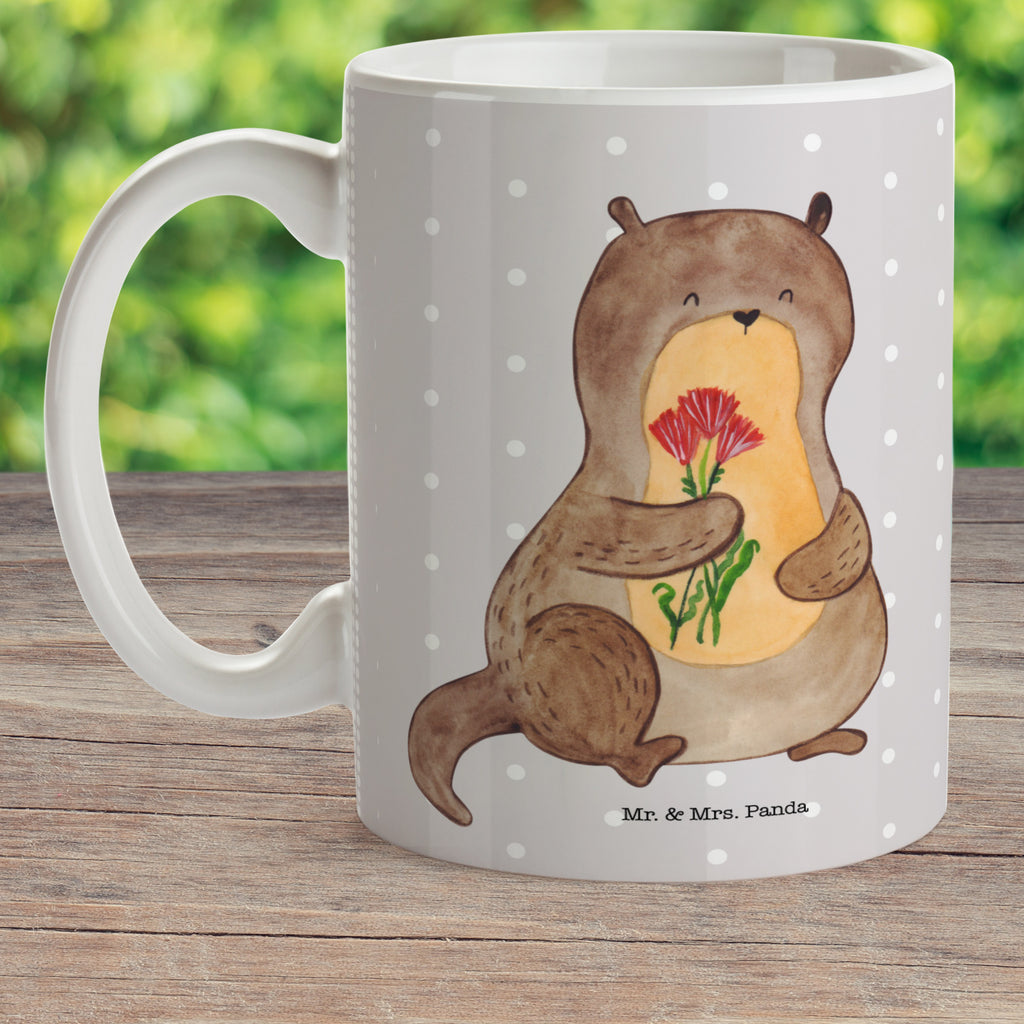 Kindertasse Otter Blumenstrauß Kunststoff Tasse, Kindergarten, Tasse, Trinkbecher, Camping Becher, Kaffeetasse, Kunststoffbecher, Kindergartenbecher, Outdoorgeschirr, Kunststoffgeschirr, Reisebecher, Reisetasse, Kinderbecher, Otter, Fischotter, Seeotter, Otter Seeotter See Otter