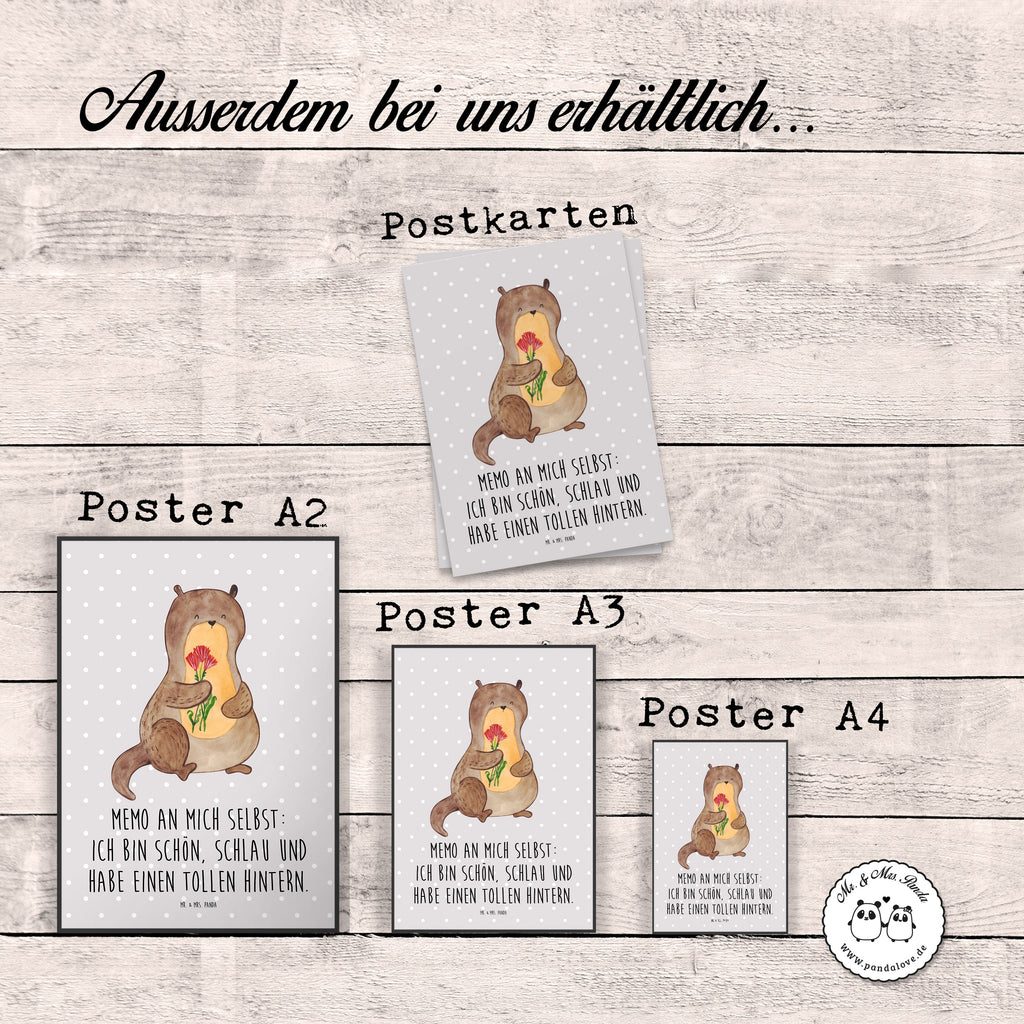 Poster Otter Blumenstrauß Poster, Wandposter, Bild, Wanddeko, Küchenposter, Kinderposter, Wanddeko Bild, Raumdekoration, Wanddekoration, Handgemaltes Poster, Mr. & Mrs. Panda Poster, Designposter, Kunstdruck, Posterdruck, Otter, Fischotter, Seeotter, Otter Seeotter See Otter