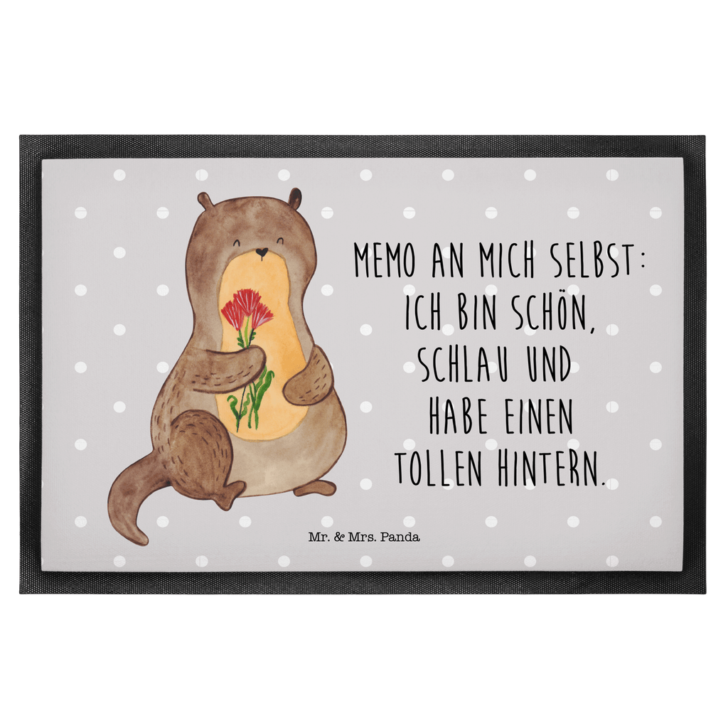 Fußmatte Otter Blumenstrauß Otter Seeotter See Otter Türvorleger, Schmutzmatte, Fußabtreter, Matte, Schmutzfänger, Fußabstreifer, Schmutzfangmatte, Türmatte, Motivfußmatte,  Haustürmatte, Vorleger  Otter,  Fischotter,  Seeotter