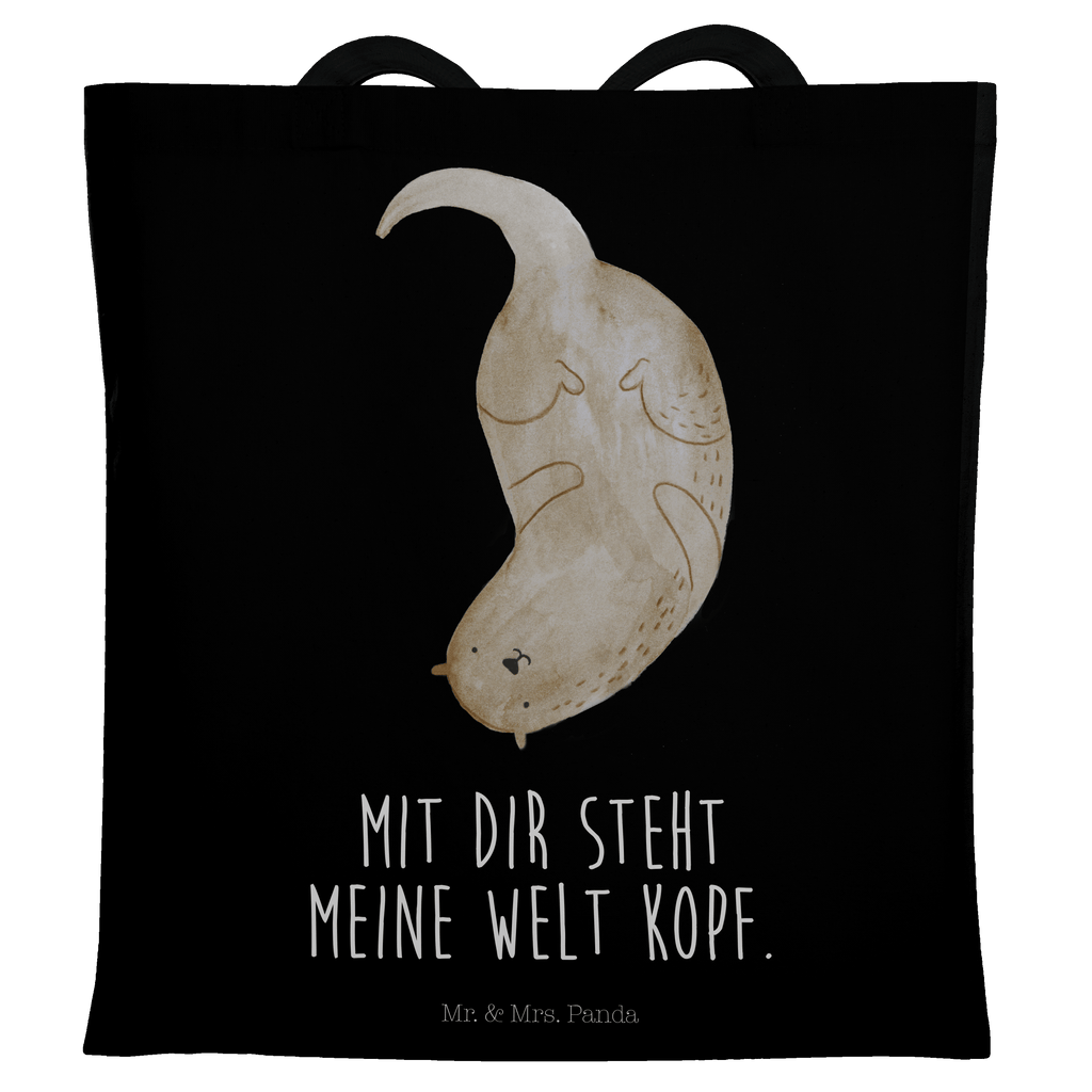 Tragetasche Otter kopfüber Beuteltasche, Beutel, Einkaufstasche, Jutebeutel, Stoffbeutel, Otter, Fischotter, Seeotter, Otter Seeotter See Otter