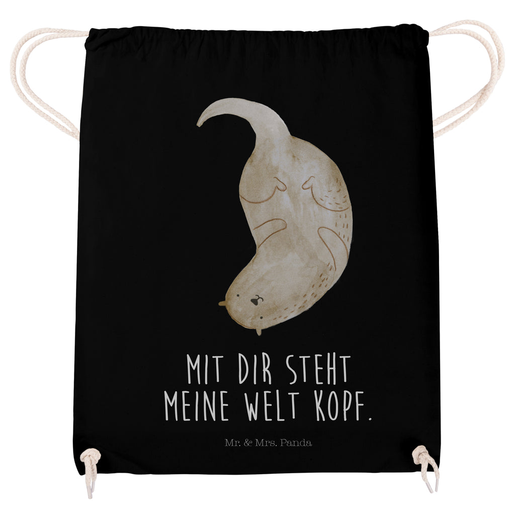 Sportbeutel Otter kopfüber Turnbeutel, Beutel, Sporttasche, Tasche, Stoffbeutel, Otter, Fischotter, Seeotter, Otter Seeotter See Otter