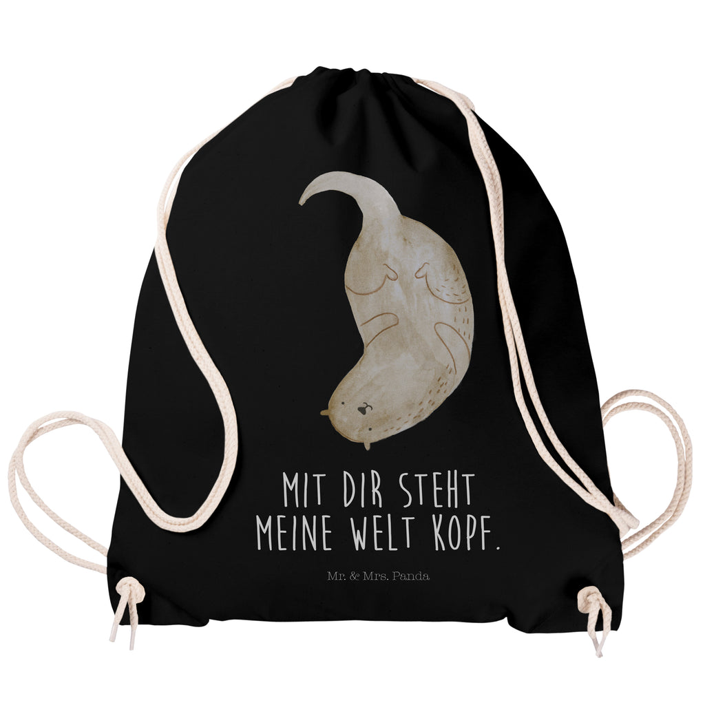 Sportbeutel Otter kopfüber Turnbeutel, Beutel, Sporttasche, Tasche, Stoffbeutel, Otter, Fischotter, Seeotter, Otter Seeotter See Otter