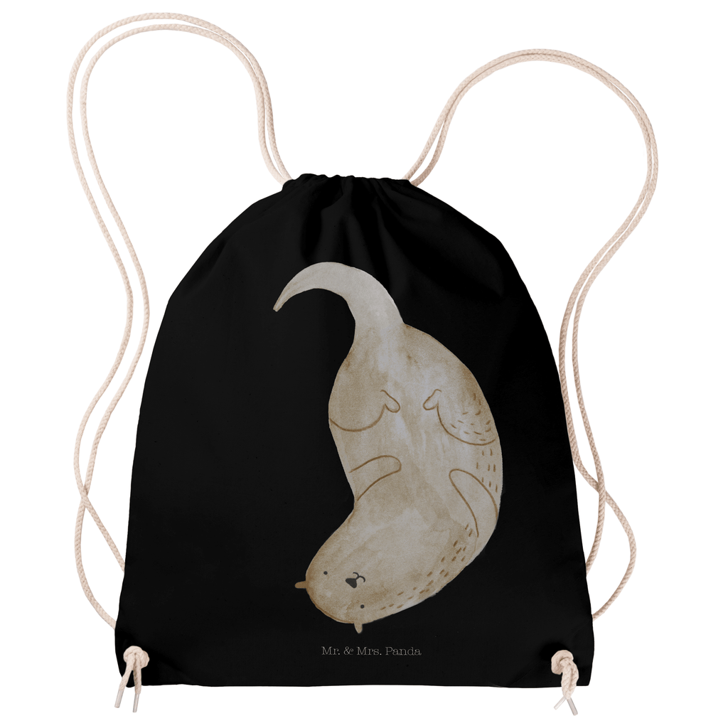 Sportbeutel Otter kopfüber Turnbeutel, Beutel, Sporttasche, Tasche, Stoffbeutel, Otter, Fischotter, Seeotter, Otter Seeotter See Otter