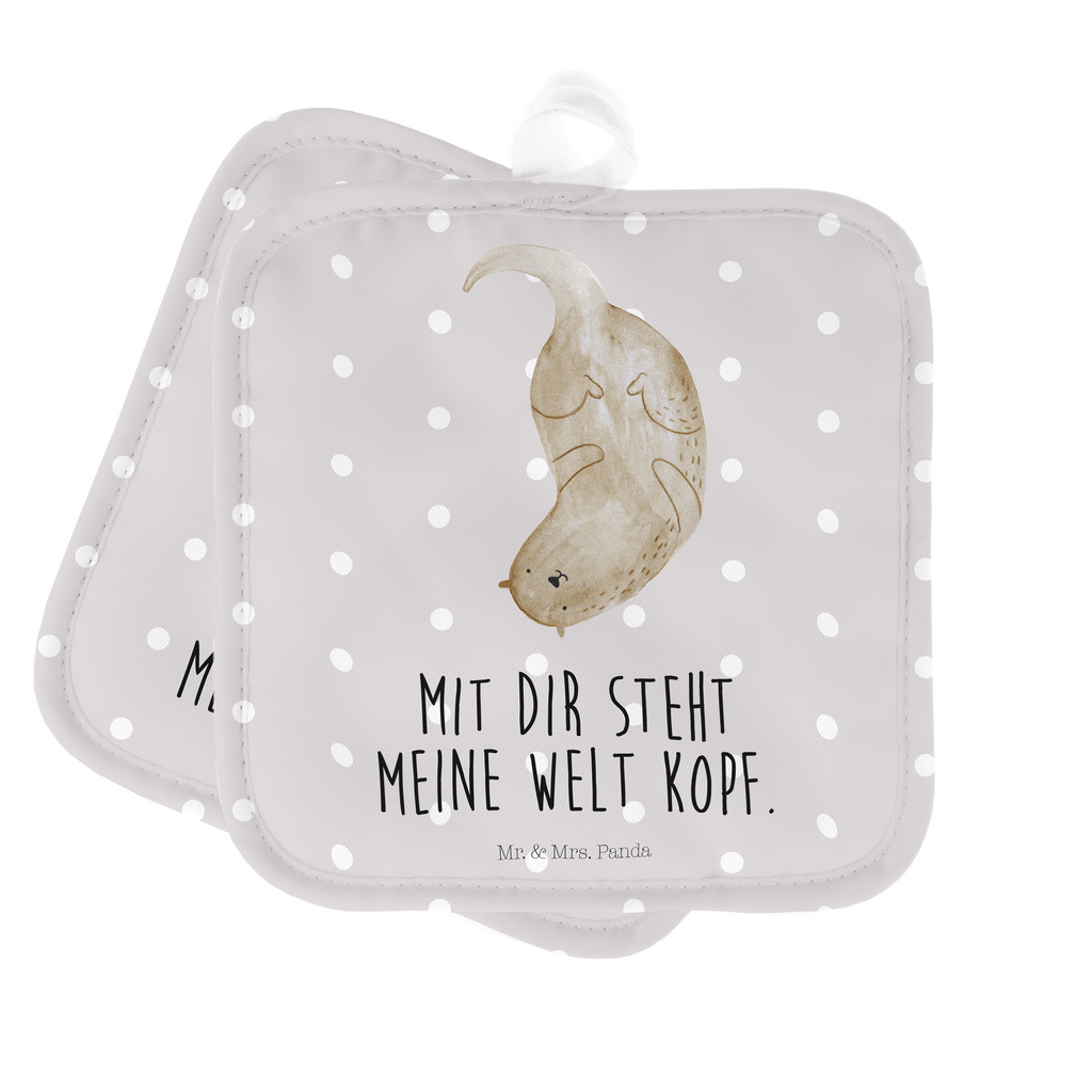 2er Set Topflappen  Otter kopfüber Topflappen, Topfuntersetzer, Ofenhandschuh, Topflappen Set, Topflappen lustig, Topflappen mit Spruch, Otter, Fischotter, Seeotter, Otter Seeotter See Otter