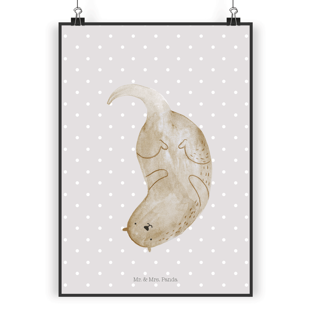 Poster Otter kopfüber Poster, Wandposter, Bild, Wanddeko, Küchenposter, Kinderposter, Wanddeko Bild, Raumdekoration, Wanddekoration, Handgemaltes Poster, Mr. & Mrs. Panda Poster, Designposter, Kunstdruck, Posterdruck, Otter, Fischotter, Seeotter, Otter Seeotter See Otter