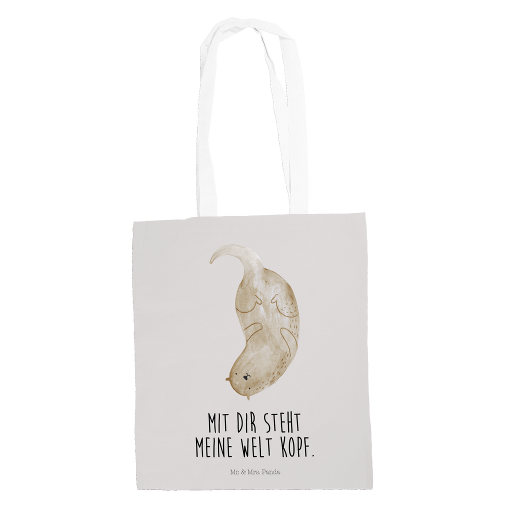 Tragetasche Otter kopfüber Beuteltasche, Beutel, Einkaufstasche, Jutebeutel, Stoffbeutel, Otter, Fischotter, Seeotter, Otter Seeotter See Otter