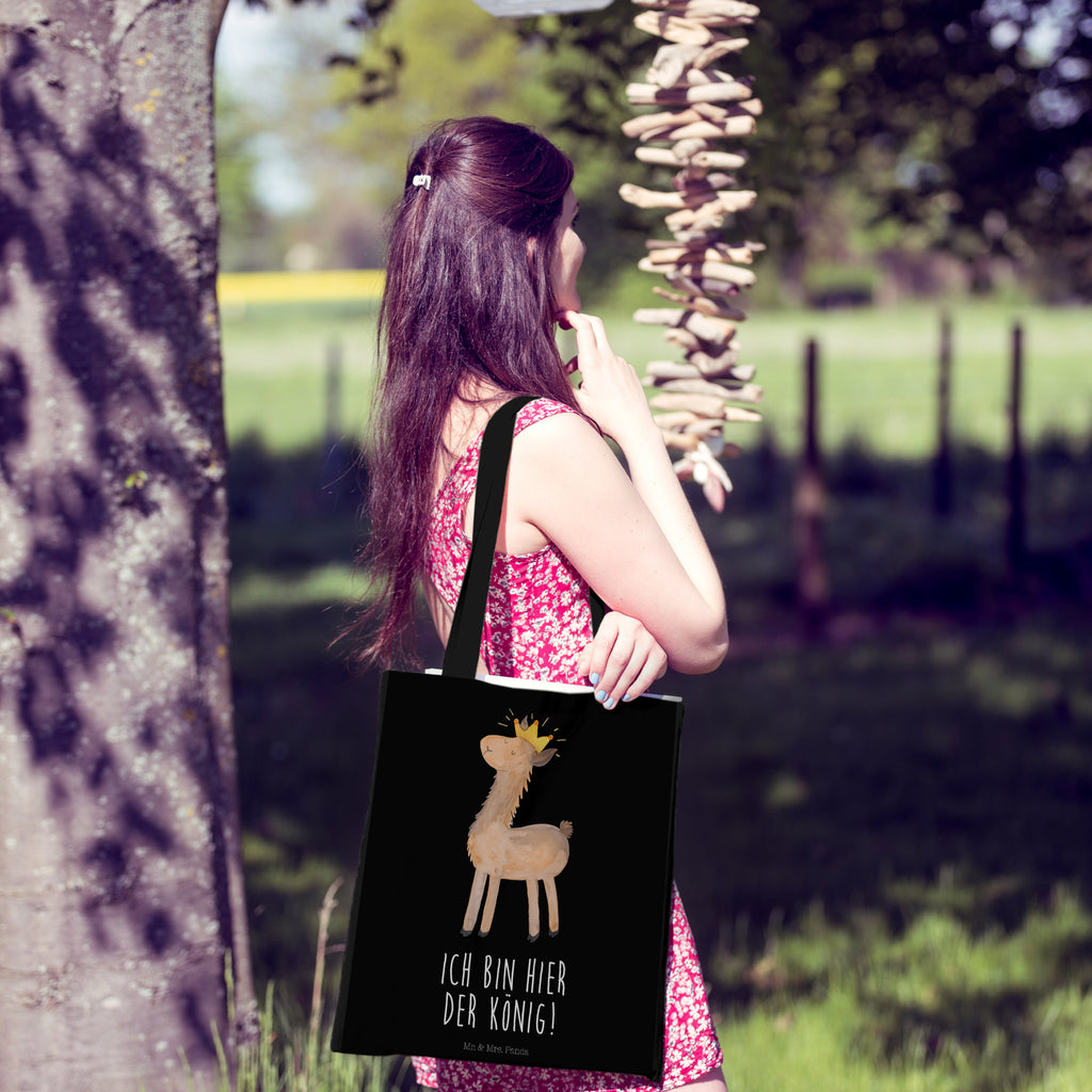 Tragetasche Lama König Beuteltasche, Beutel, Einkaufstasche, Jutebeutel, Stoffbeutel, Lama, Alpaka, Lamas, König, Königin, Freundin, Mama, Papa, Büro Kollege, Kollegin, Chef, Vorgesetzter, Abi, Abitur