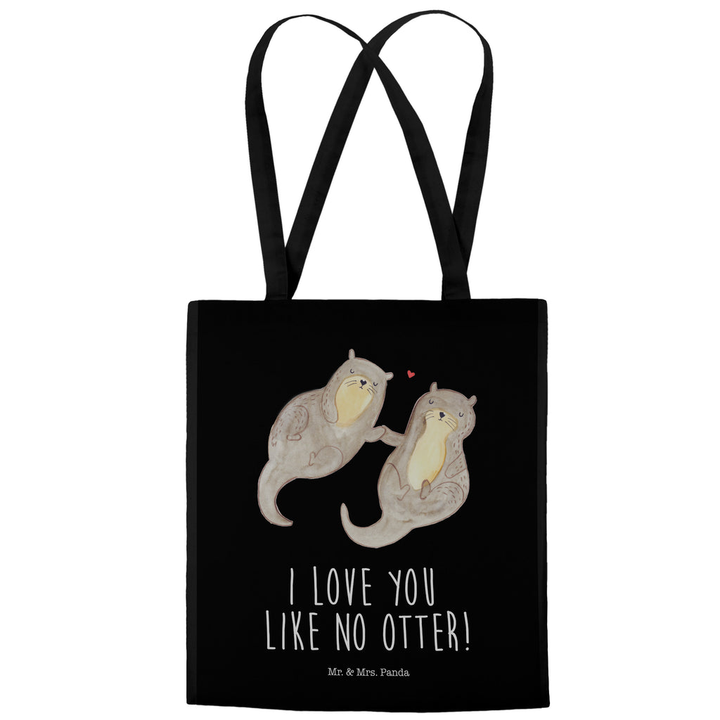 Tragetasche Otter händchenhaltend Beuteltasche, Beutel, Einkaufstasche, Jutebeutel, Stoffbeutel, Otter, Fischotter, Seeotter, Otter Seeotter See Otter