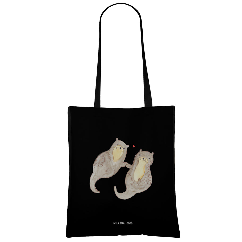 Tragetasche Otter händchenhaltend Beuteltasche, Beutel, Einkaufstasche, Jutebeutel, Stoffbeutel, Otter, Fischotter, Seeotter, Otter Seeotter See Otter