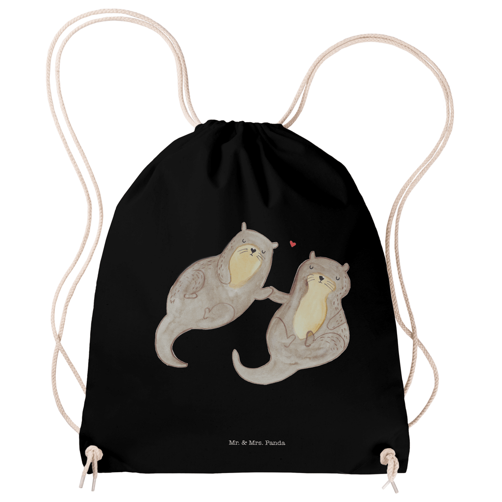 Sportbeutel Otter händchenhaltend Turnbeutel, Beutel, Sporttasche, Tasche, Stoffbeutel, Otter, Fischotter, Seeotter, Otter Seeotter See Otter