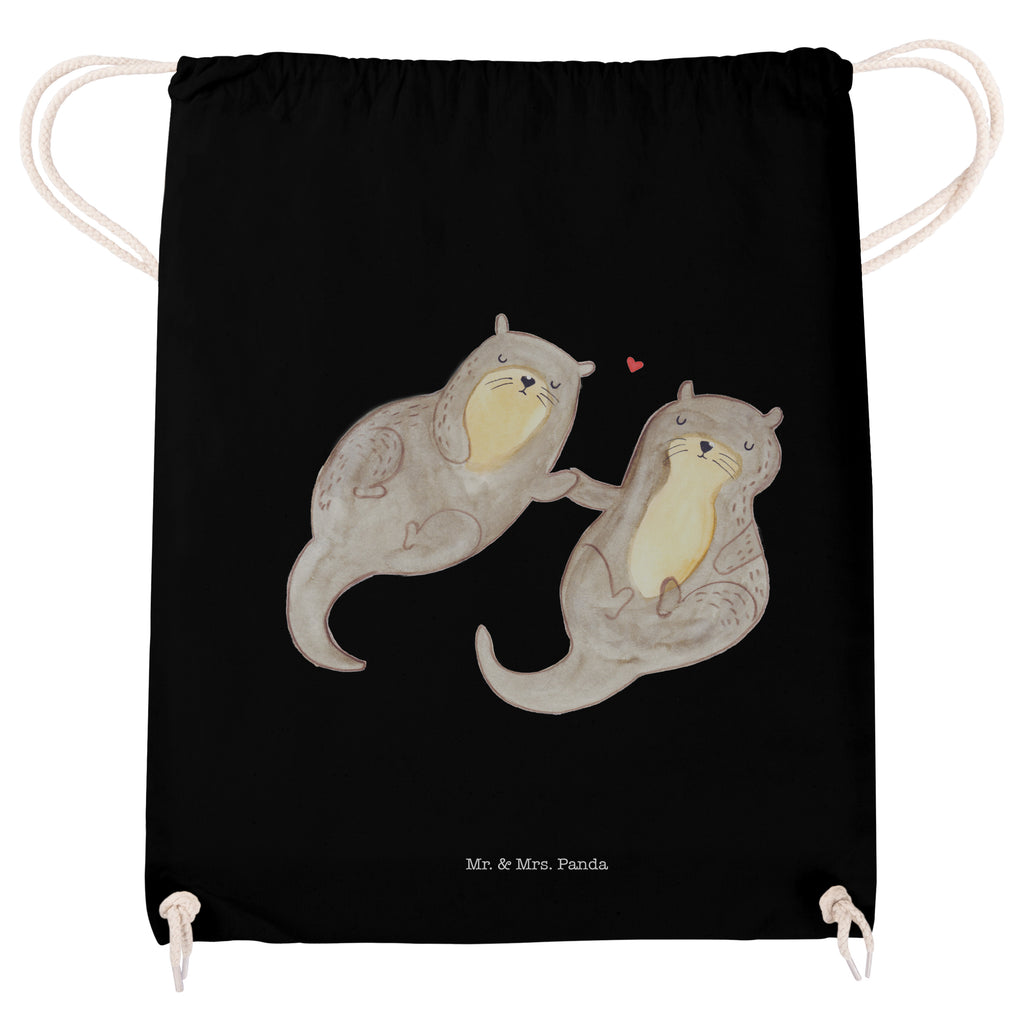 Sportbeutel Otter händchenhaltend Turnbeutel, Beutel, Sporttasche, Tasche, Stoffbeutel, Otter, Fischotter, Seeotter, Otter Seeotter See Otter