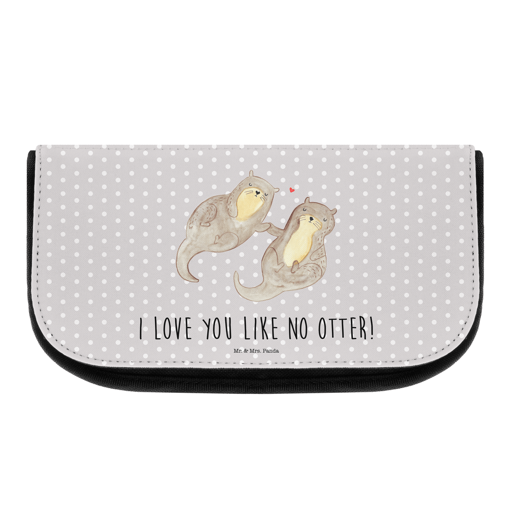 Kosmetiktasche Otter händchenhaltend Kosmetikbeutel, Kulturtasche, Kulturbeutel, Schminktasche, Make-Up Tasche, Otter, Fischotter, Seeotter, Otter Seeotter See Otter