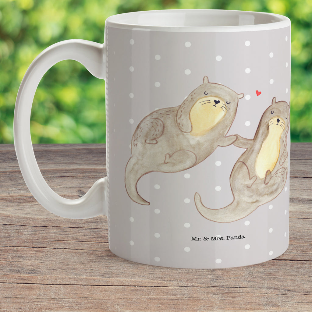 Kindertasse Otter händchenhaltend Kunststoff Tasse, Kindergarten, Tasse, Trinkbecher, Camping Becher, Kaffeetasse, Kunststoffbecher, Kindergartenbecher, Outdoorgeschirr, Kunststoffgeschirr, Reisebecher, Reisetasse, Kinderbecher, Otter, Fischotter, Seeotter, Otter Seeotter See Otter