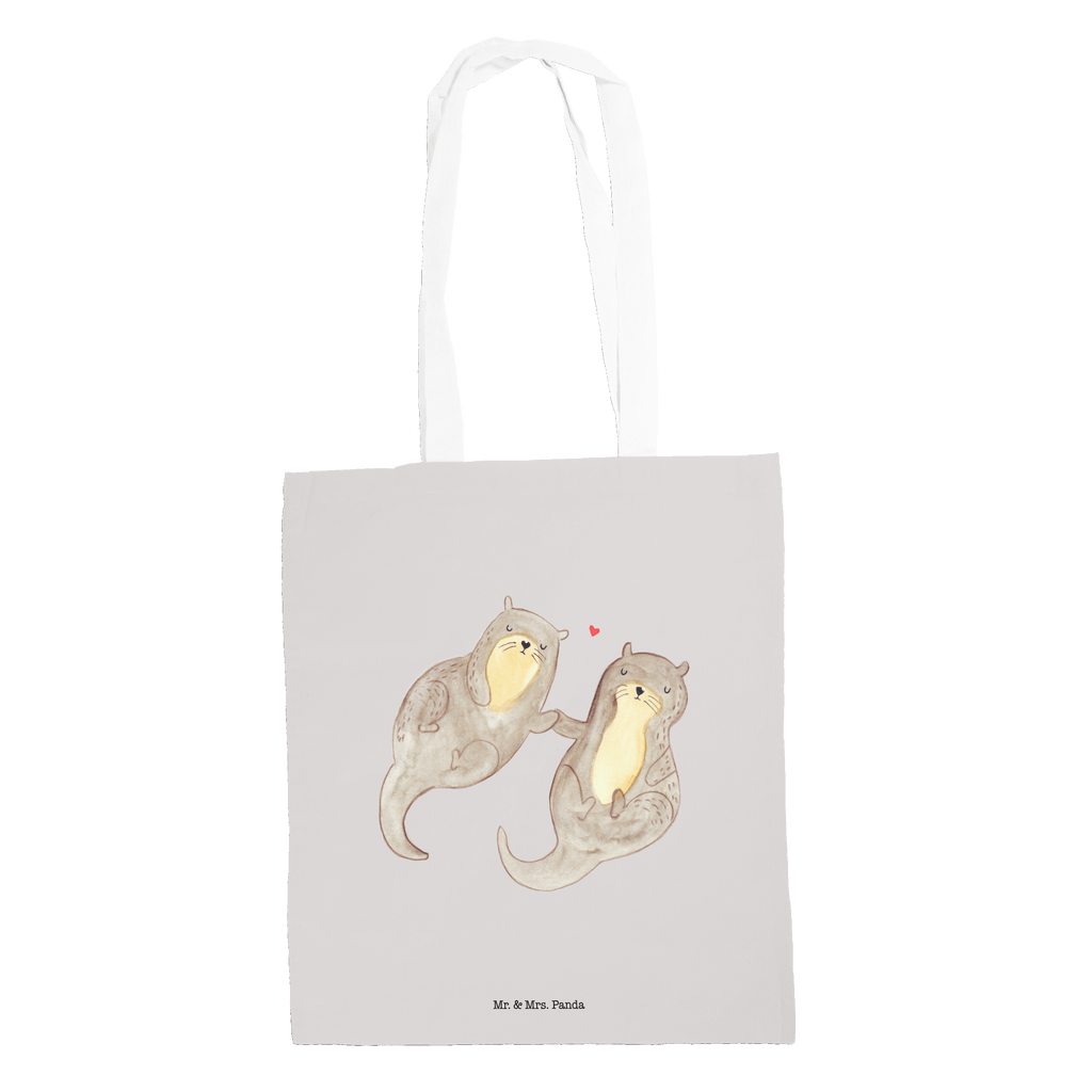 Tragetasche Otter händchenhaltend Beuteltasche, Beutel, Einkaufstasche, Jutebeutel, Stoffbeutel, Otter, Fischotter, Seeotter, Otter Seeotter See Otter