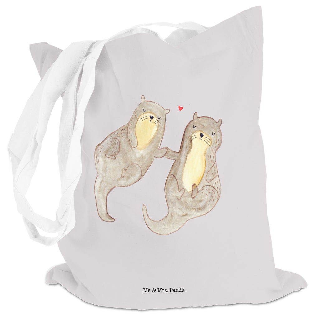 Tragetasche Otter händchenhaltend Beuteltasche, Beutel, Einkaufstasche, Jutebeutel, Stoffbeutel, Otter, Fischotter, Seeotter, Otter Seeotter See Otter
