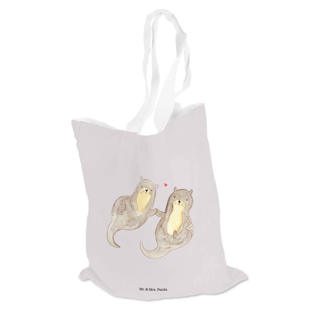 Tragetasche Otter händchenhaltend Beuteltasche, Beutel, Einkaufstasche, Jutebeutel, Stoffbeutel, Otter, Fischotter, Seeotter, Otter Seeotter See Otter