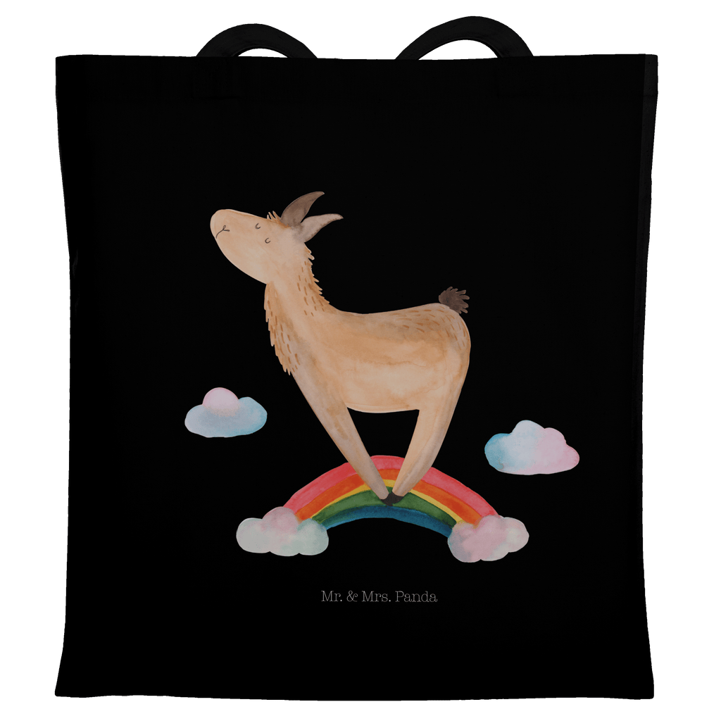 Tragetasche Lama Regenbogen Beuteltasche, Beutel, Einkaufstasche, Jutebeutel, Stoffbeutel, Lama, Alpaka, Lamas, Regenbogen, Haters gonna hate, Haters, Selbstständig, Außenseiter, Schule, Abi, Hobby, Wolkenland, Freiheit