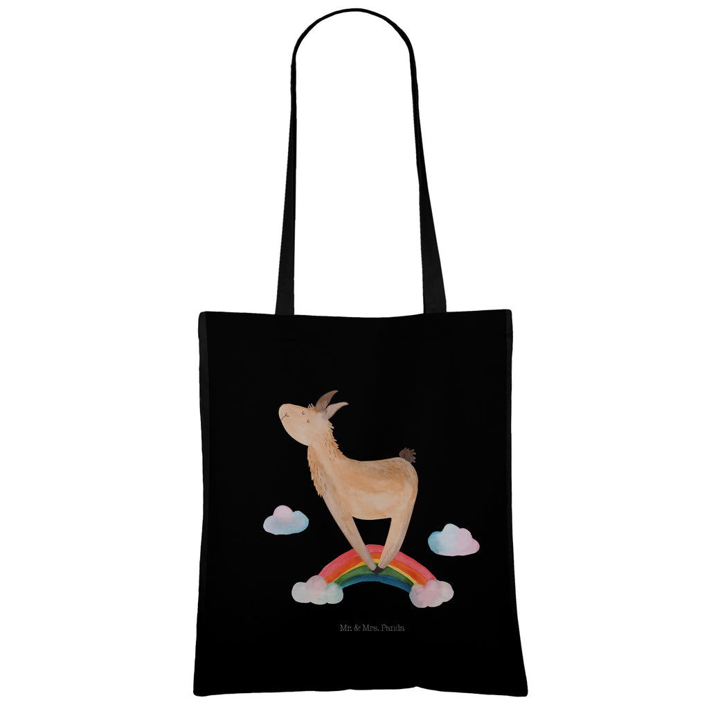Tragetasche Lama Regenbogen Beuteltasche, Beutel, Einkaufstasche, Jutebeutel, Stoffbeutel, Lama, Alpaka, Lamas, Regenbogen, Haters gonna hate, Haters, Selbstständig, Außenseiter, Schule, Abi, Hobby, Wolkenland, Freiheit