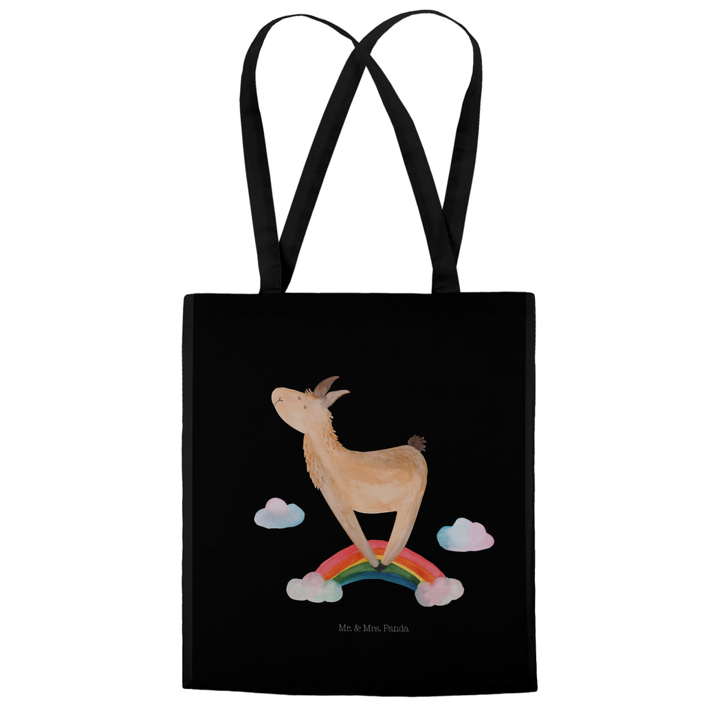 Tragetasche Lama Regenbogen Beuteltasche, Beutel, Einkaufstasche, Jutebeutel, Stoffbeutel, Lama, Alpaka, Lamas, Regenbogen, Haters gonna hate, Haters, Selbstständig, Außenseiter, Schule, Abi, Hobby, Wolkenland, Freiheit