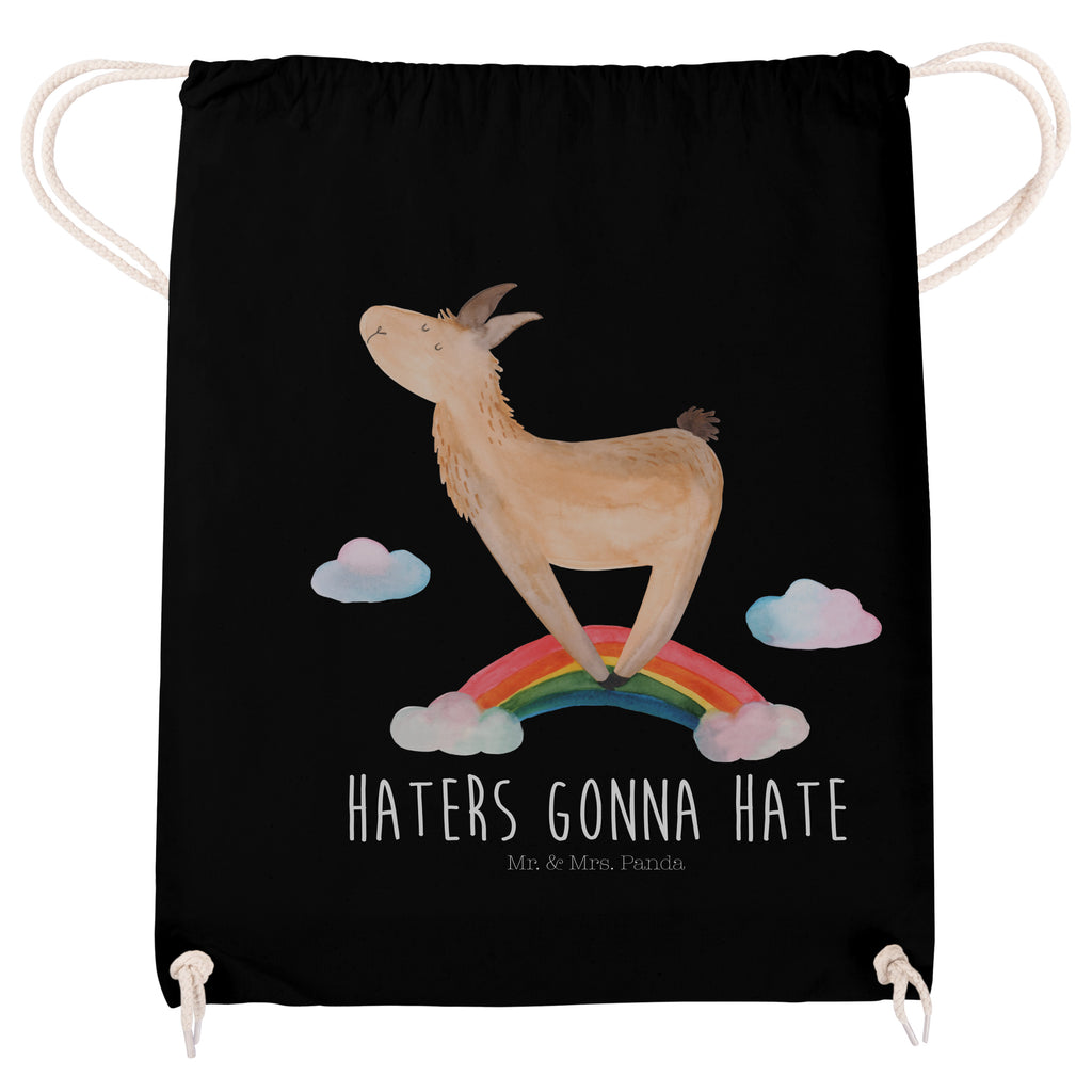 Sportbeutel Lama Regenbogen Turnbeutel, Beutel, Sporttasche, Tasche, Stoffbeutel, Lama, Alpaka, Lamas, Regenbogen, Haters gonna hate, Haters, Selbstständig, Außenseiter, Schule, Abi, Hobby, Wolkenland, Freiheit