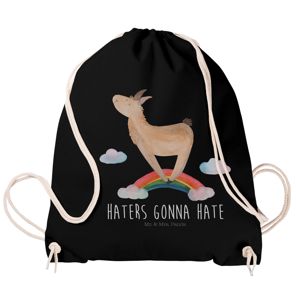 Sportbeutel Lama Regenbogen Turnbeutel, Beutel, Sporttasche, Tasche, Stoffbeutel, Lama, Alpaka, Lamas, Regenbogen, Haters gonna hate, Haters, Selbstständig, Außenseiter, Schule, Abi, Hobby, Wolkenland, Freiheit