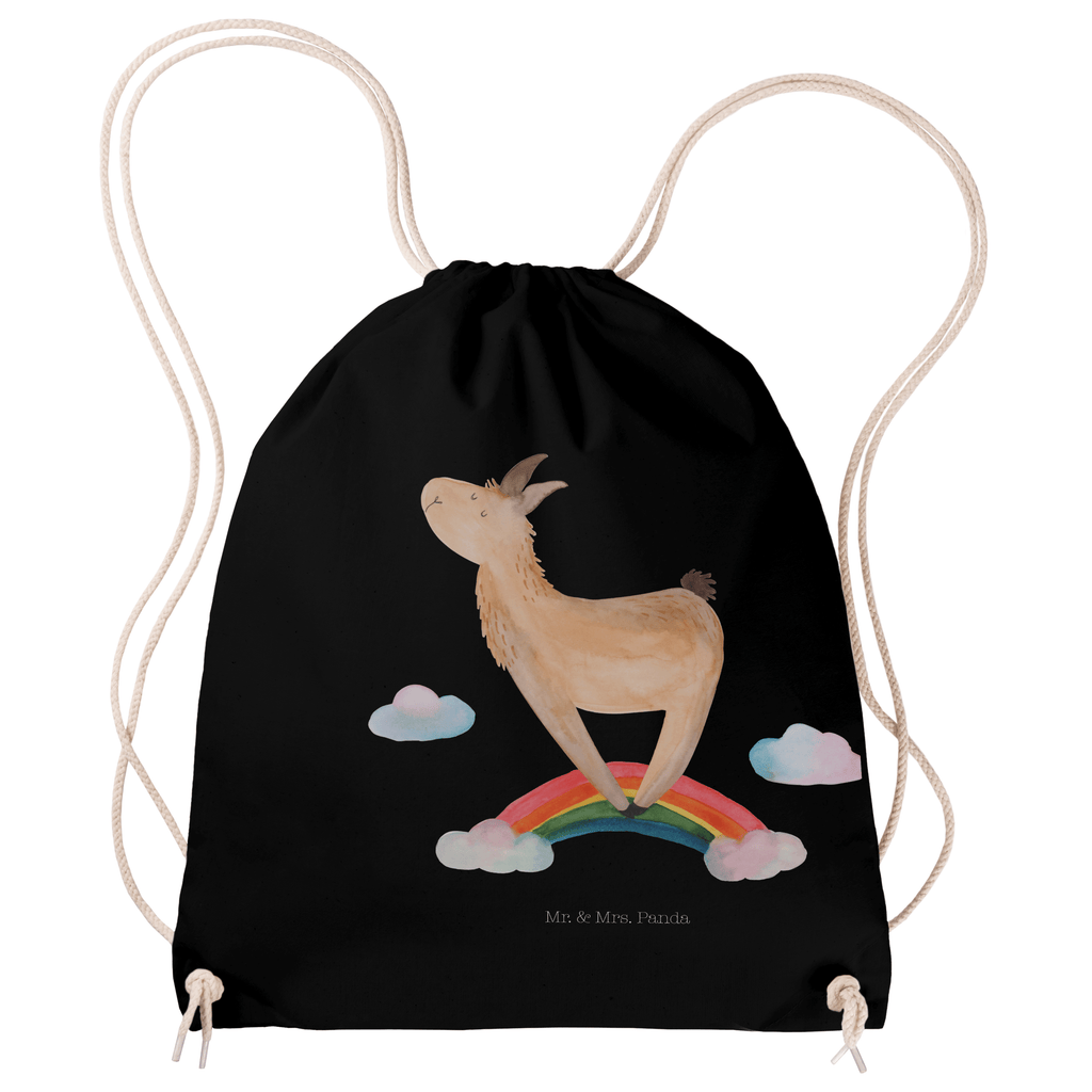 Sportbeutel Lama Regenbogen Turnbeutel, Beutel, Sporttasche, Tasche, Stoffbeutel, Lama, Alpaka, Lamas, Regenbogen, Haters gonna hate, Haters, Selbstständig, Außenseiter, Schule, Abi, Hobby, Wolkenland, Freiheit