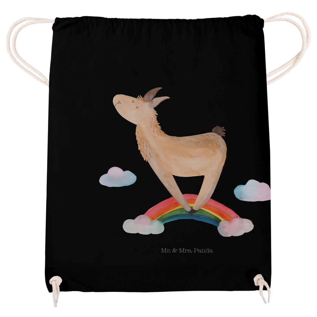 Sportbeutel Lama Regenbogen Turnbeutel, Beutel, Sporttasche, Tasche, Stoffbeutel, Lama, Alpaka, Lamas, Regenbogen, Haters gonna hate, Haters, Selbstständig, Außenseiter, Schule, Abi, Hobby, Wolkenland, Freiheit