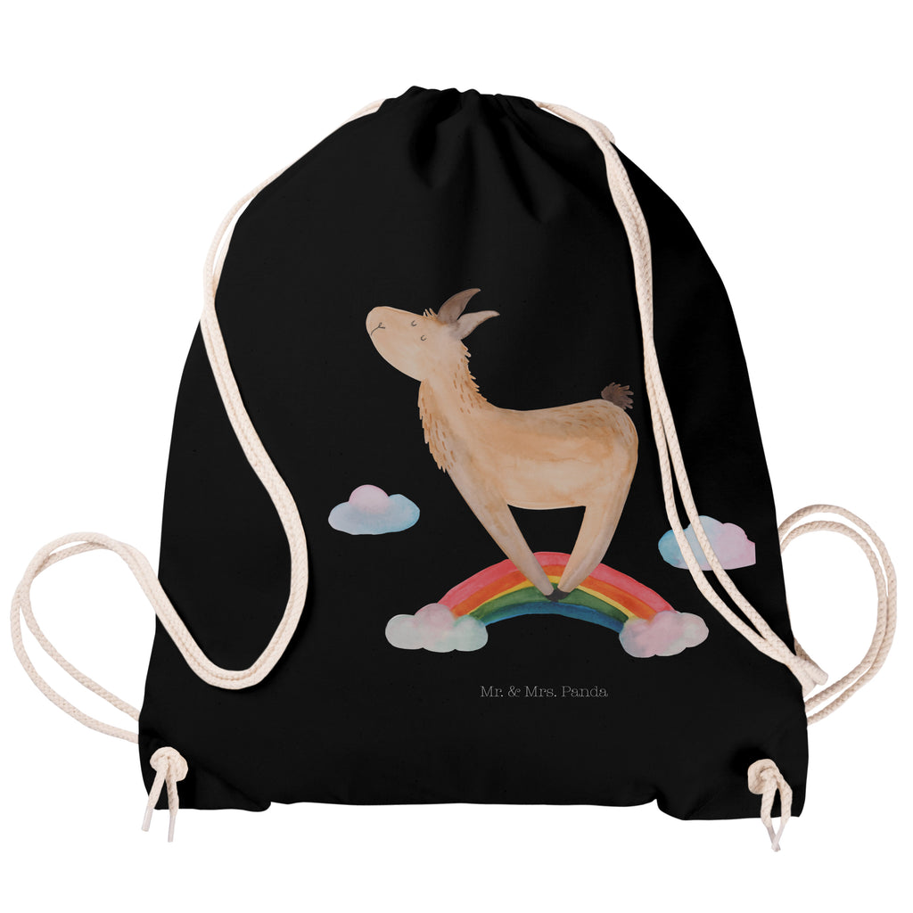 Sportbeutel Lama Regenbogen Turnbeutel, Beutel, Sporttasche, Tasche, Stoffbeutel, Lama, Alpaka, Lamas, Regenbogen, Haters gonna hate, Haters, Selbstständig, Außenseiter, Schule, Abi, Hobby, Wolkenland, Freiheit