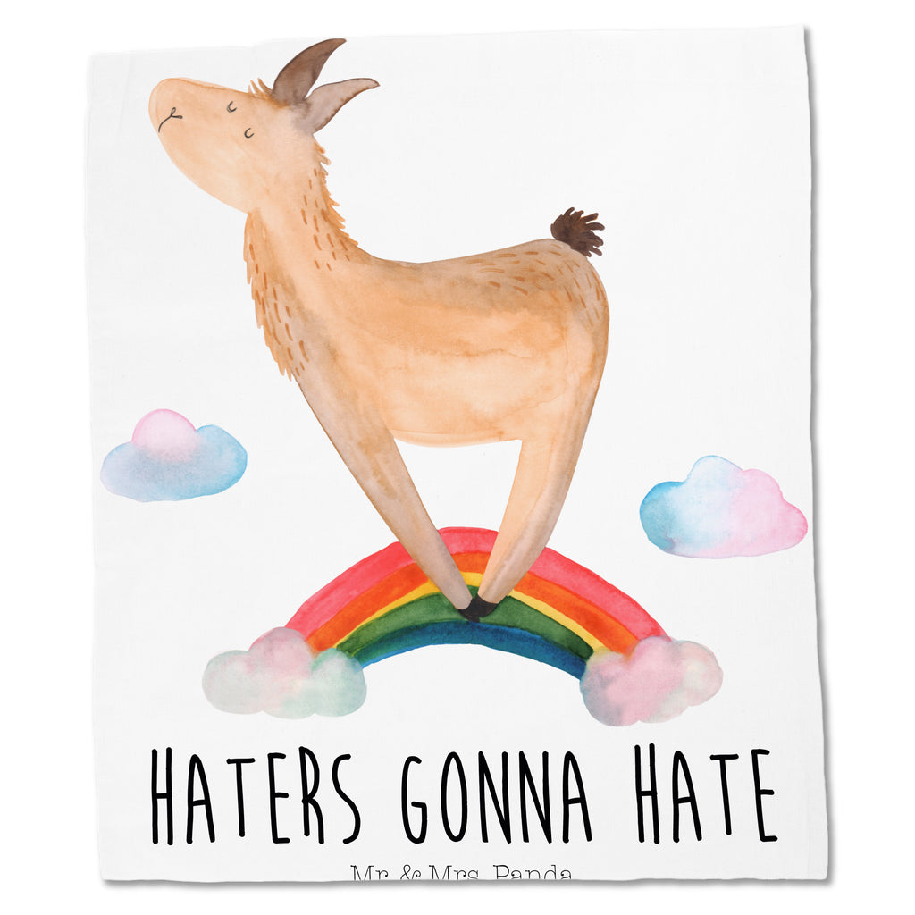 Tragetasche Lama Regenbogen Beuteltasche, Beutel, Einkaufstasche, Jutebeutel, Stoffbeutel, Lama, Alpaka, Lamas, Regenbogen, Haters gonna hate, Haters, Selbstständig, Außenseiter, Schule, Abi, Hobby, Wolkenland, Freiheit