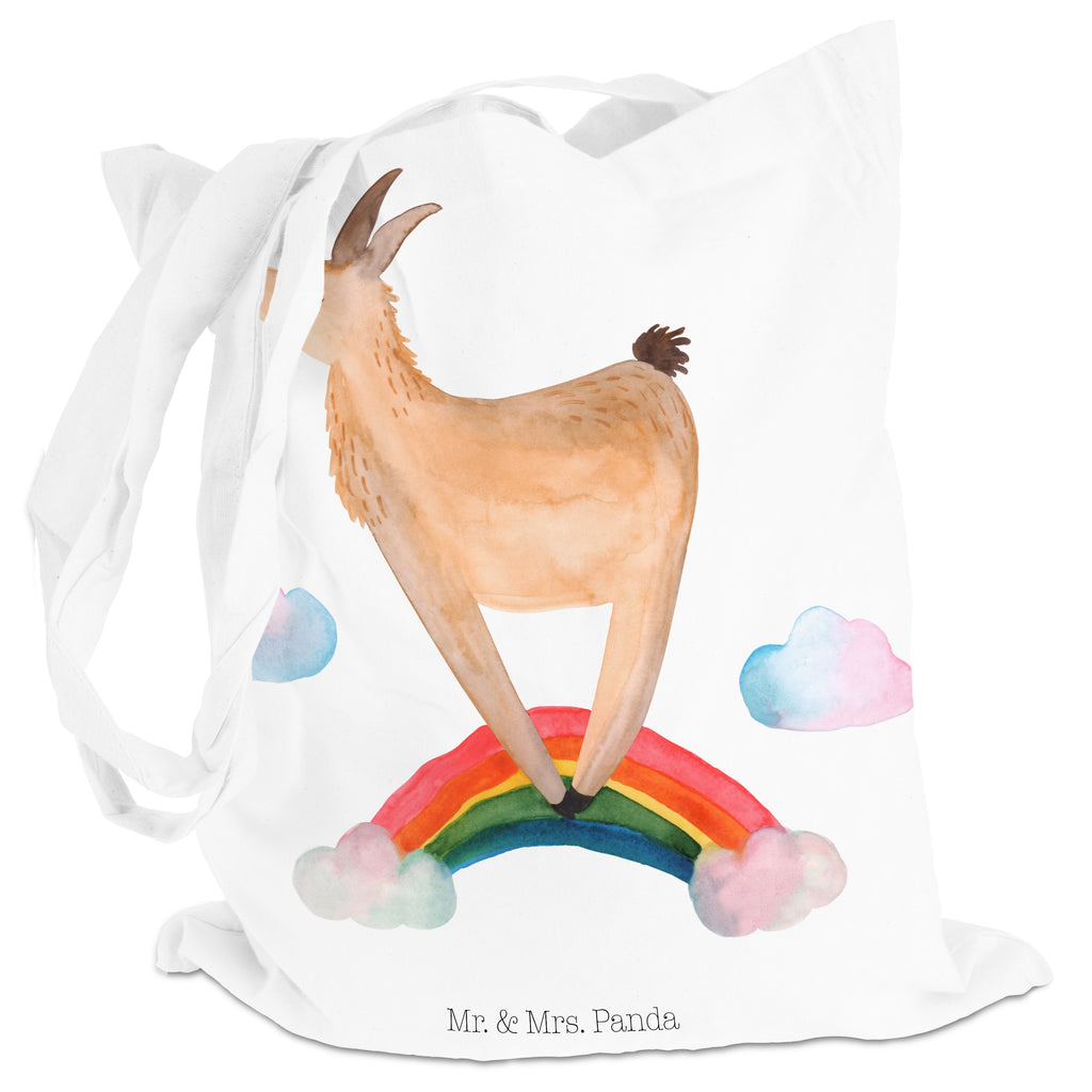 Tragetasche Lama Regenbogen Beuteltasche, Beutel, Einkaufstasche, Jutebeutel, Stoffbeutel, Lama, Alpaka, Lamas, Regenbogen, Haters gonna hate, Haters, Selbstständig, Außenseiter, Schule, Abi, Hobby, Wolkenland, Freiheit