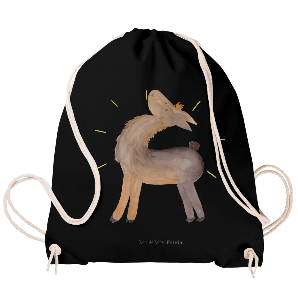 Sportbeutel Lama stolz Turnbeutel, Beutel, Sporttasche, Tasche, Stoffbeutel, Lama, Alpaka, Lamas, Außenseiter, Anders, Neustart, stolz, Hippie, Freundin, Freundinnen, beste Freundin, Kumpel, Familie, Family