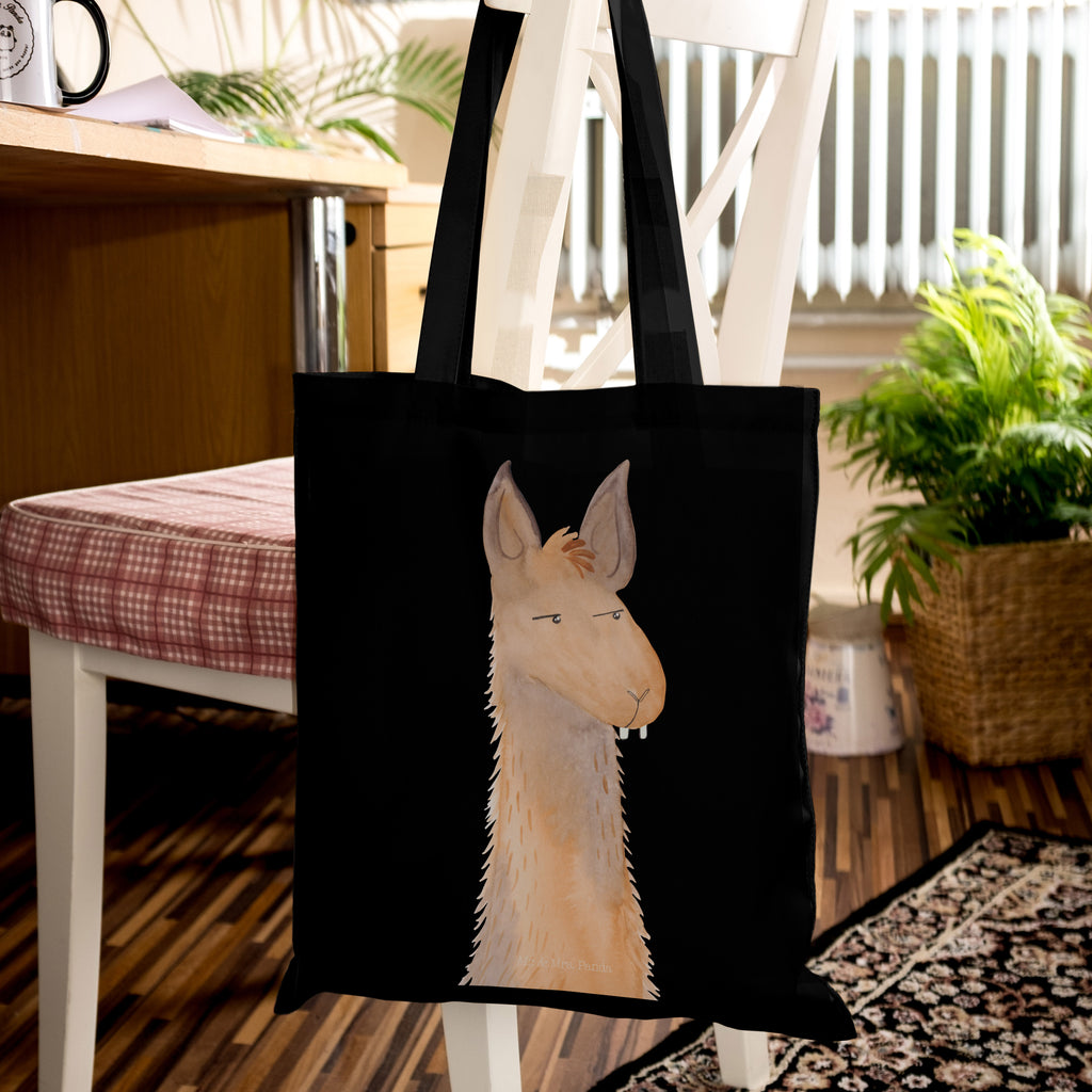 Tragetasche Lamakopf genervt Beuteltasche, Beutel, Einkaufstasche, Jutebeutel, Stoffbeutel, Lama, Alpaka, Lamas, Recht haben, genervt sein, Freundin, beste Freundin, Partnerin, Büro, Büroalltag, Chef, Chefin, Azubi